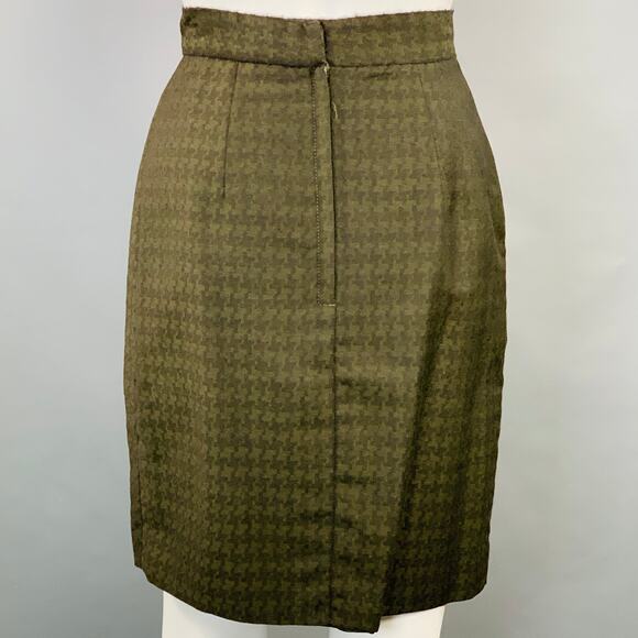 OKW Size XS Green Wool Button Down Houndstooth Mini Skirt Suit - Picture 5 of 12